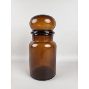 Vintage 7' Belgium Brown Amber Glass Apothecary Bubble Top Jar